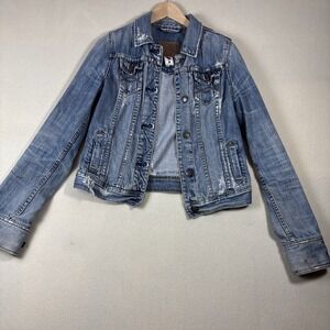 Abercrombie & Fitch Womens Size M. Denim Jacket. Distressed/Cropped.‎ Trucker